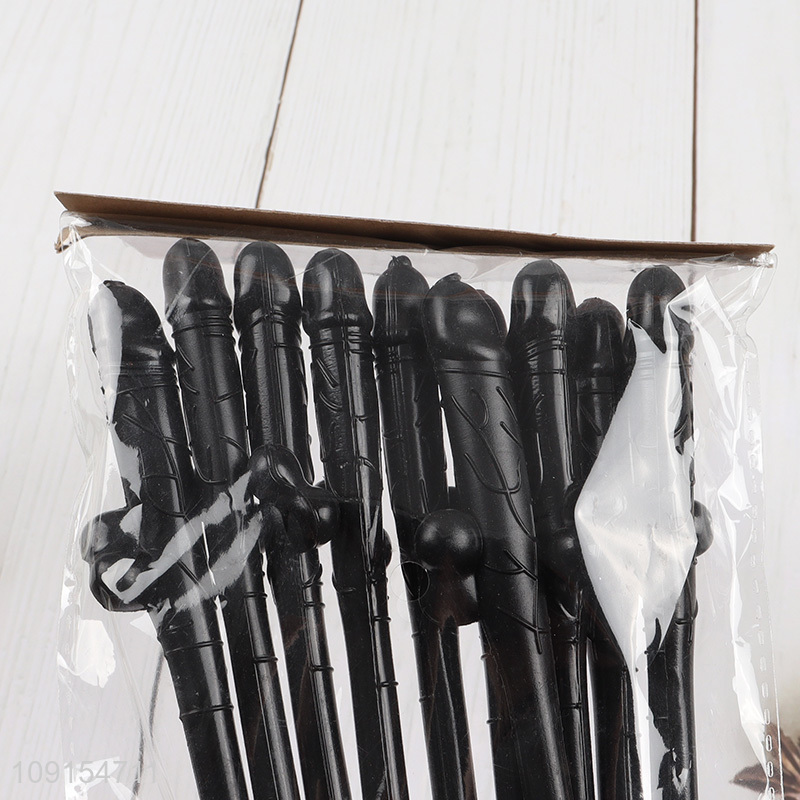 Good sale 10pcs black plastic drinking straw for Halloween party supplies