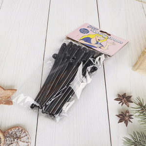 Good sale 10pcs black plastic drinking straw for Halloween party supplies