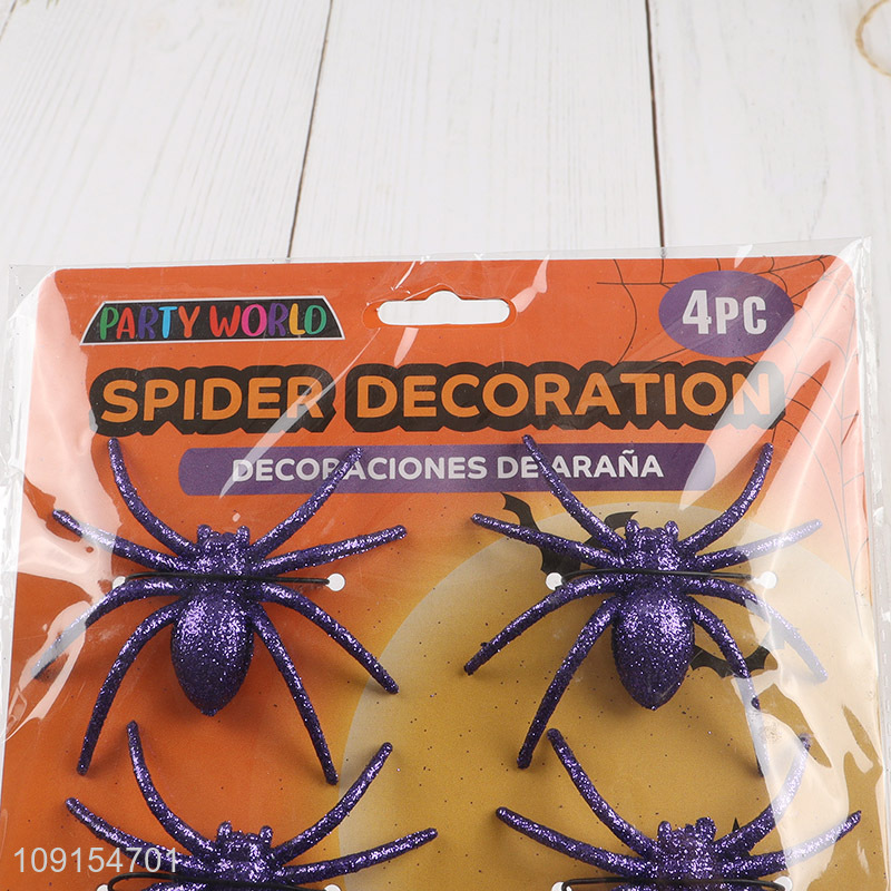 China factory 4pcs Halloween party decoration spider decoration for sale
