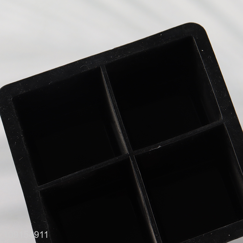 Wholesale 4-Cavity Silicone Ice Cube Tray Easy Release Ice Cube Molds
