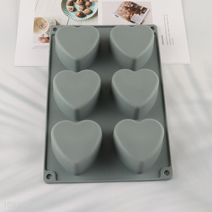 New Arrival 6-Cavity Silicone Heart Cake Molds for Chocolate Jello