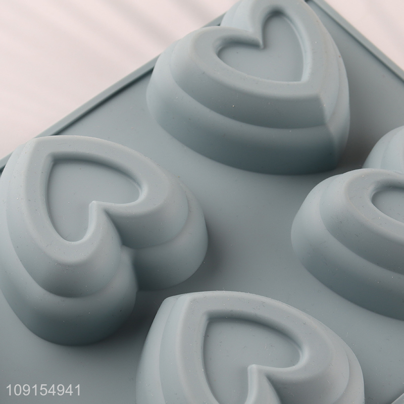 Popular Product 6-Cavity Silicone Heart Cake Mold Non-Stick Cake Pan