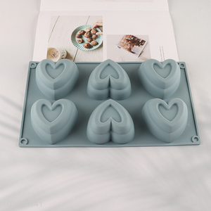 Popular Product 6-Cavity Silicone Heart Cake Mold Non-Stick Cake Pan