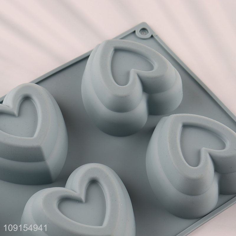 Popular Product 6-Cavity Silicone Heart Cake Mold Non-Stick Cake Pan