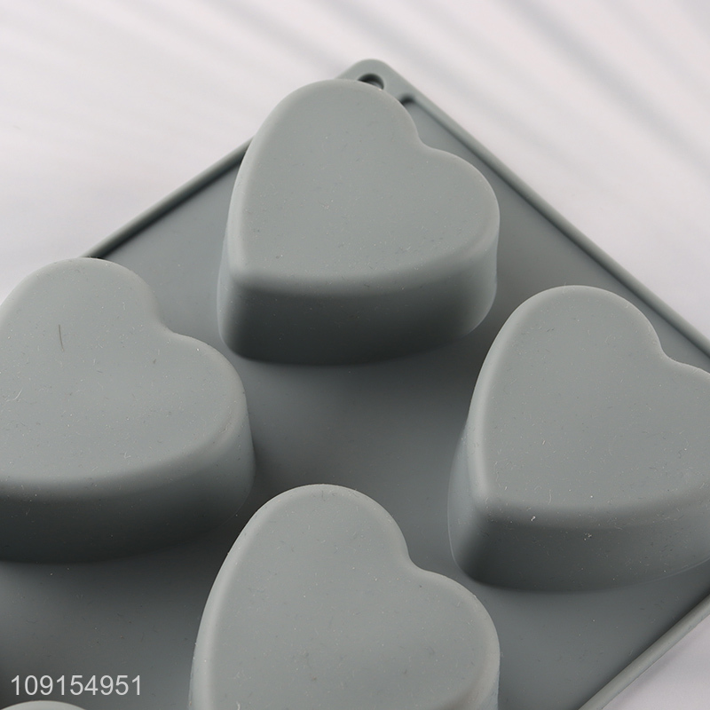 New Arrival 6-Cavity Silicone Heart Cake Molds for Chocolate Jello