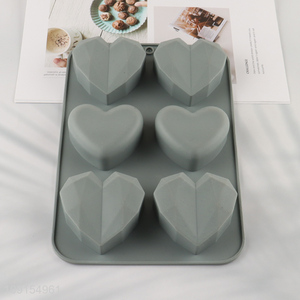 Hot Selling 6-Cavity Heart Silicone Cake Molds for Soap Chocolate