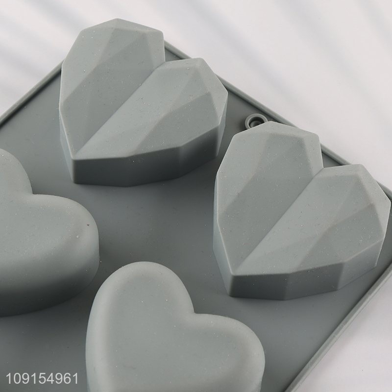 Hot Selling 6-Cavity Heart Silicone Cake Molds for Soap Chocolate