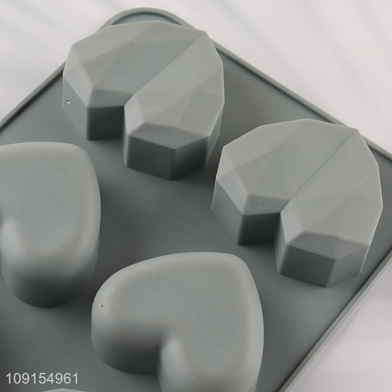 Hot Selling 6-Cavity Heart Silicone Cake Molds for Soap Chocolate