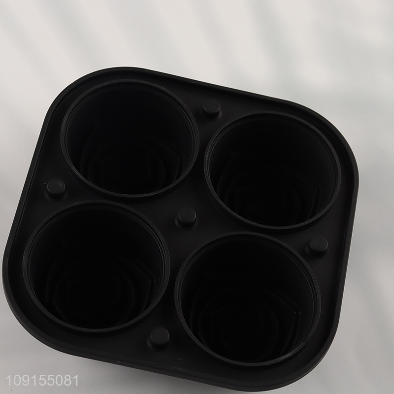 Hot Selling 4-Cavity Silicone Rose Ice Cube Molds for Whiskey Cocktail