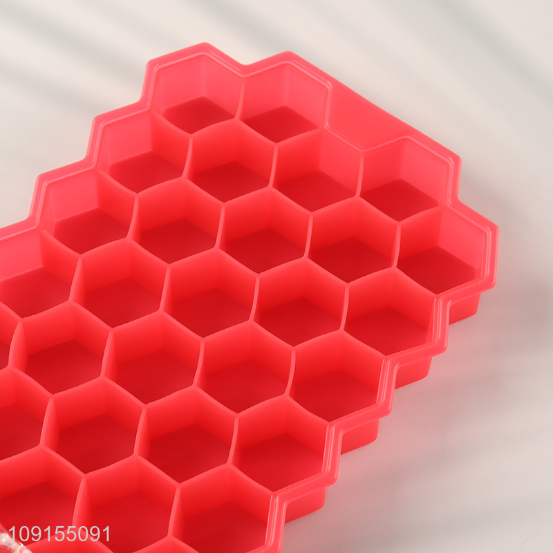 Hot Sale 37-Cavity Silicone Honeycomb Ice Cube Tray with Lid for Freezer