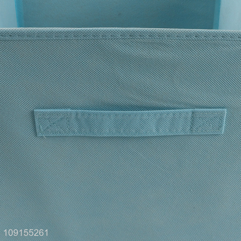 Online wholesale blue square household clothes organizer non-woven storage bin