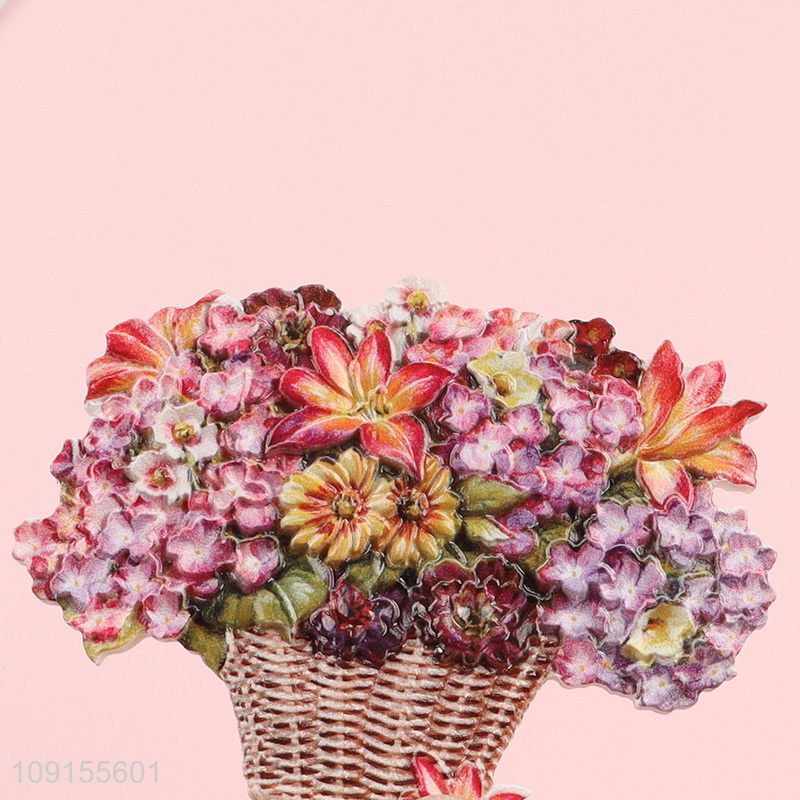 Good quality flower basket resin fridge magnet refrigerator magnet