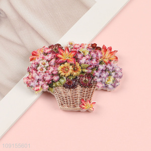 Good quality flower basket resin fridge magnet refrigerator magnet