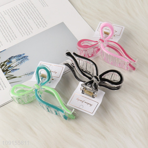 China Wholesale Bow Hair Claw Clips Non-Slip Plastic Hair Clips
