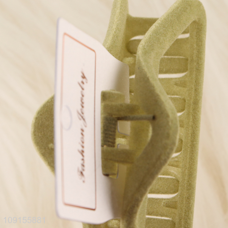 Factory Supply Flocked Hair Claw Clips Strong Hold Hair Jaw Clips