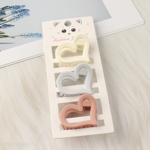 China Wholesale 3PCS Heart Hair Claw Clips Non-Slip Plastic Hair Clamps