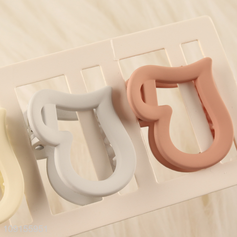 China Wholesale 3PCS Heart Hair Claw Clips Non-Slip Plastic Hair Clamps