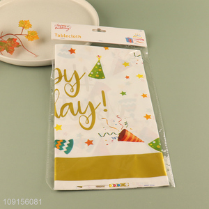 Good Quality Happy Birthday Tablecloth Disposable Plastic Party Table Cover