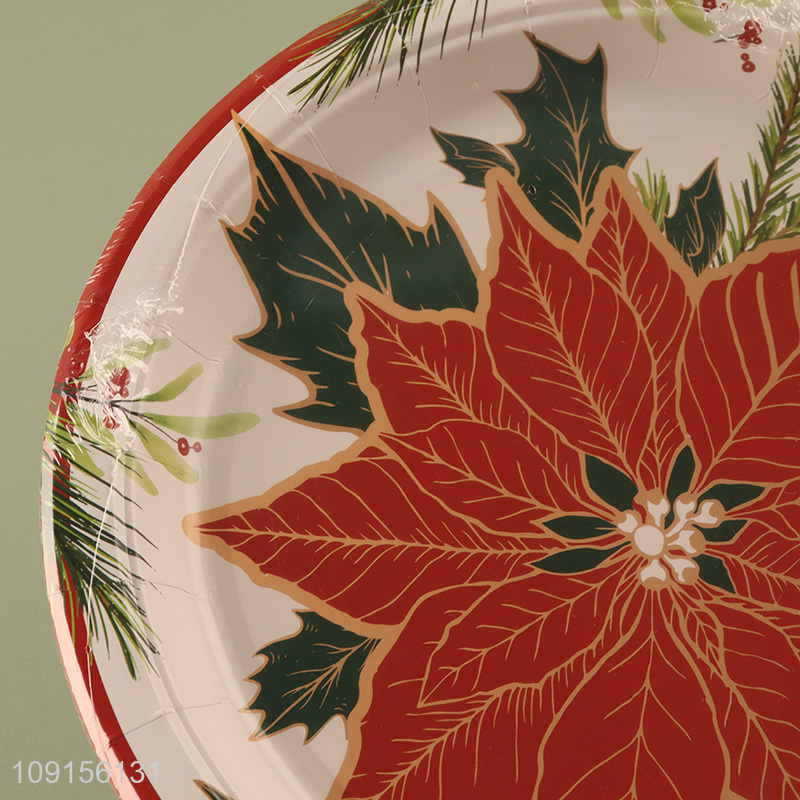 New Product 8PCS Disposable Party Plates Paper Dessert Plates for Christmas Party