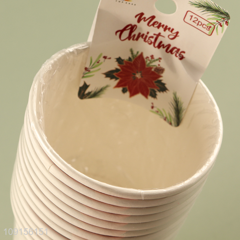 New Arrival 12PCS Disposable Paper Cups Merry Christmas Party Paper Cups