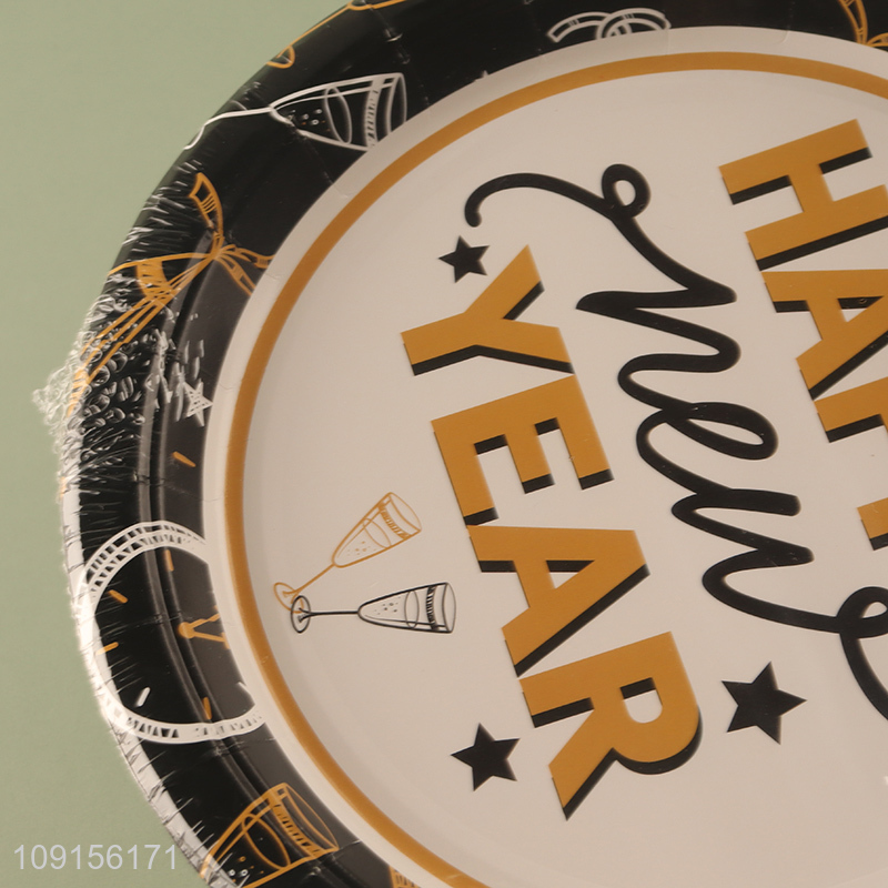 Factory Price 12PCS New Year Party Plates Disposable Paper Cake Plates