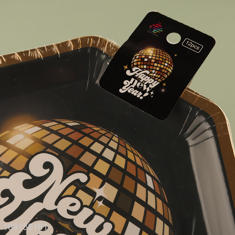 New Arrival 12PCS New Year Party Plates Disposable Paper Dessert Plates