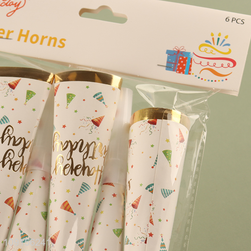 Factory Price 6PCS Birthday Party Paper Horns Noisemakers Birthday Party Supplies
