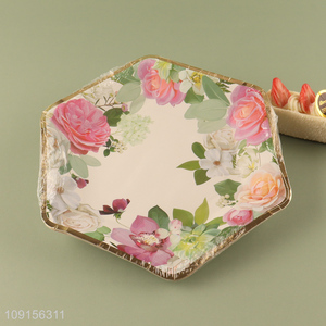 Good Quality 10PCS Floral Paper Plates Disposable Party Plates for Wedding