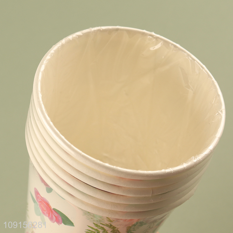New Product 6PCS Diposable Paper Cups Flower Printed Paper Cups for Parites