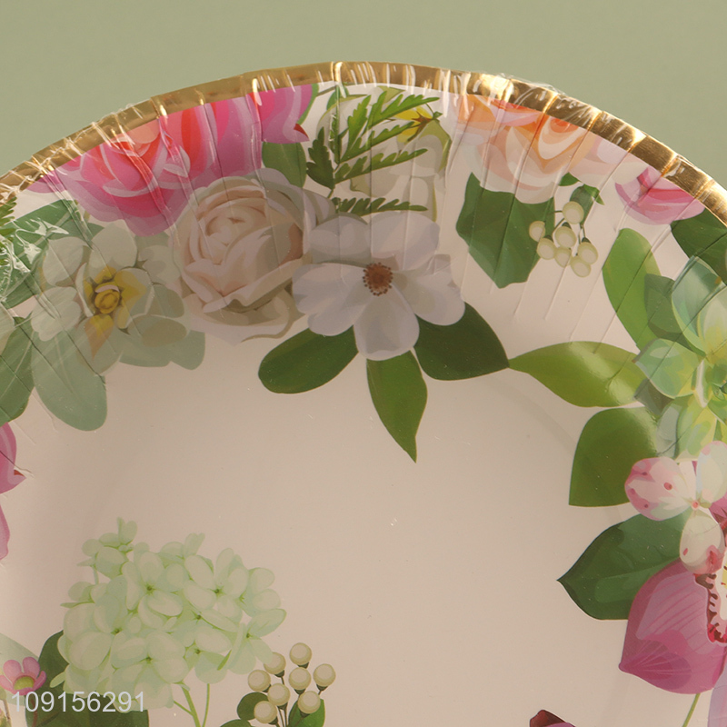 Hot Selling 10PCS Floral Printed Paper Plates Disposable Party Cake Plates