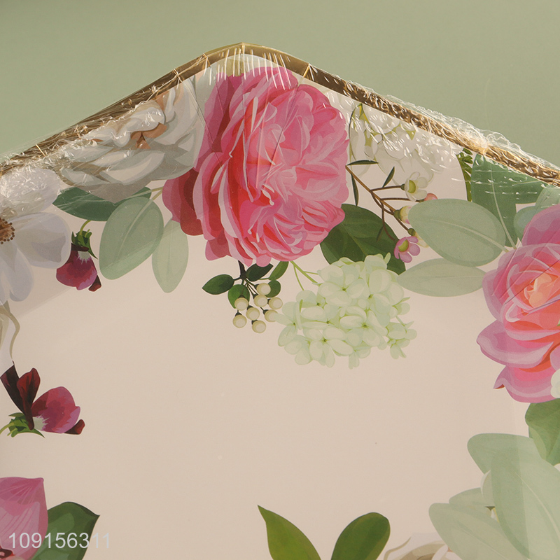 Good Quality 10PCS Floral Paper Plates Disposable Party Plates for Wedding