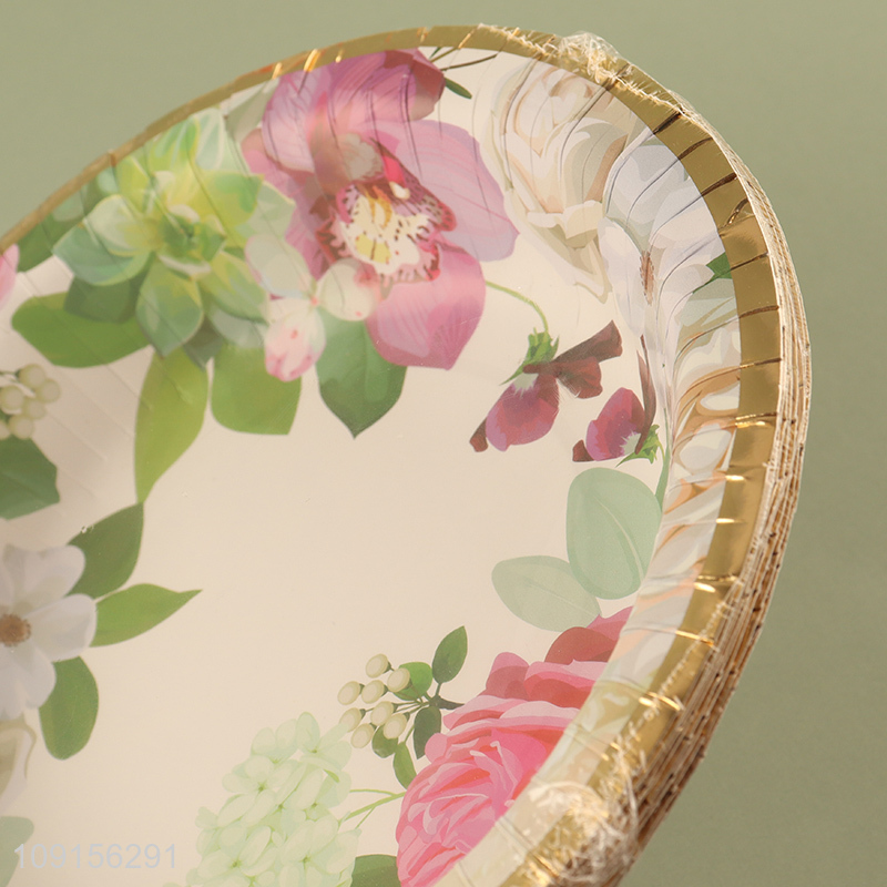 Hot Selling 10PCS Floral Printed Paper Plates Disposable Party Cake Plates