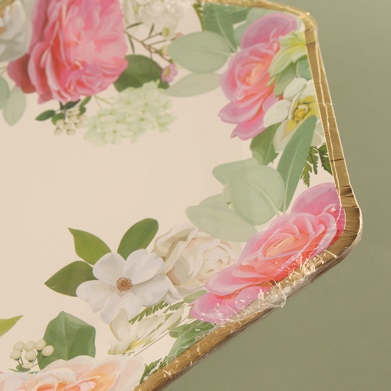 Good Quality 10PCS Floral Paper Plates Disposable Party Plates for Wedding