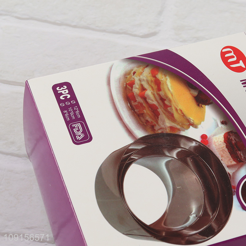 Wholesale 3 Piece Stainless Steel Mousse Ring Set Mousse Cake Molds Set