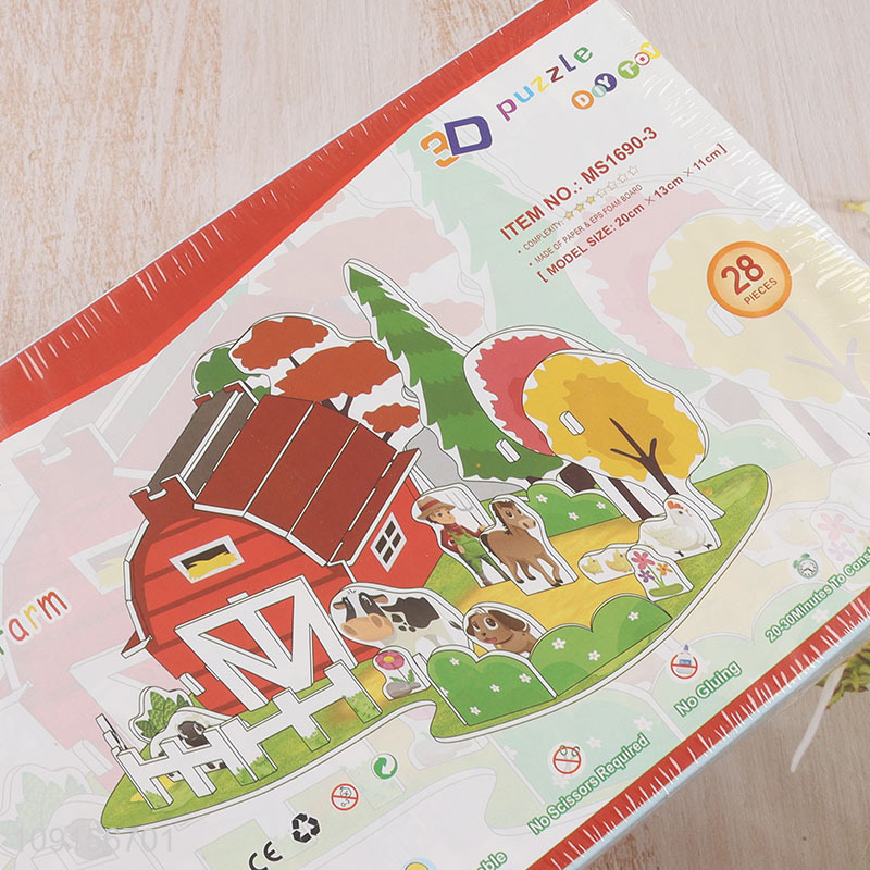 Best selling creative children farm house 3d puzzle toys