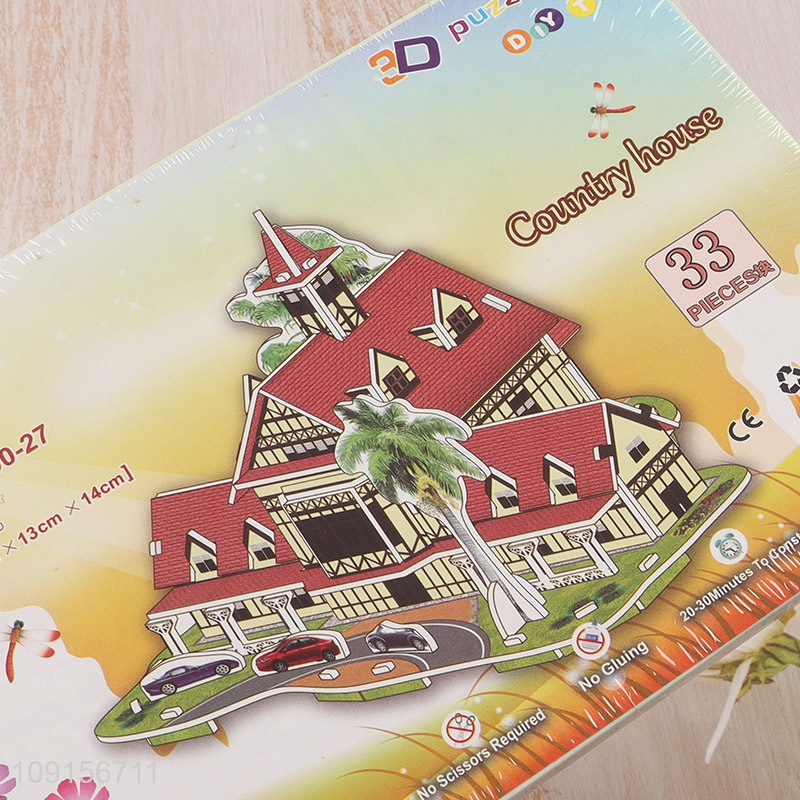 Good selling diy children country house 3d puzzle toys set