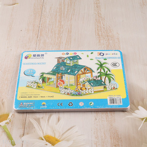 Popular products kids diy tropical cabin 3d puzzle toys jigsaw toys