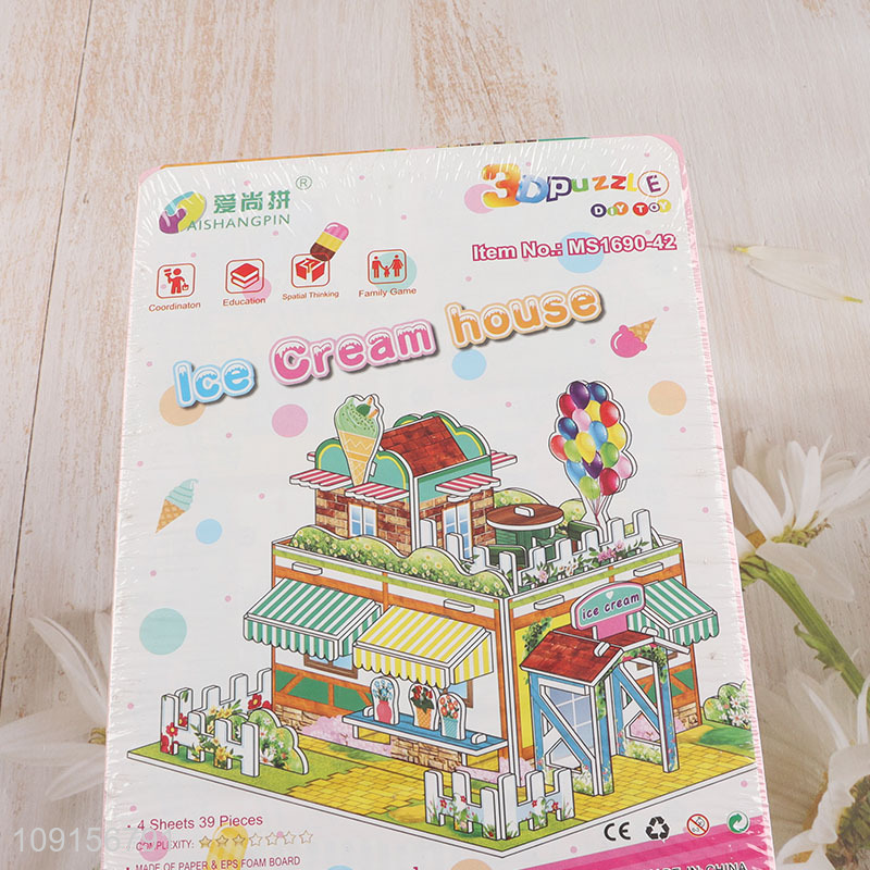 Yiwu market children ice cream house 3d puzzle toys jigsaw toys