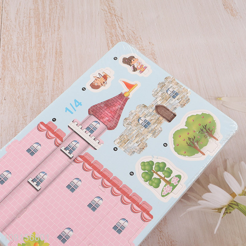 Good quality girls kids little pink castle 3d puzzle toys jigsaw toys