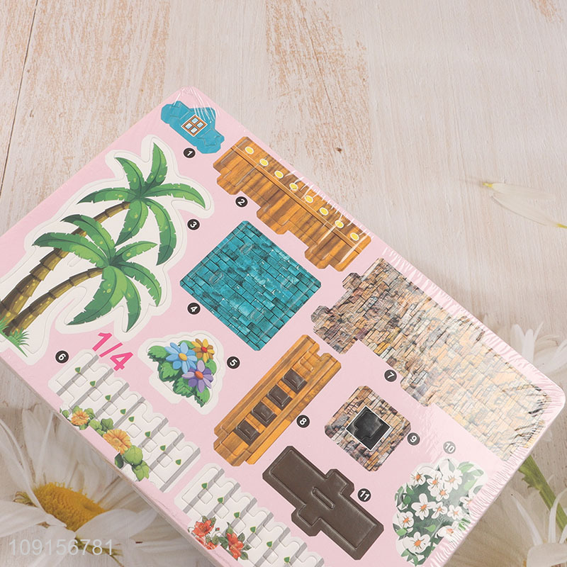 Popular products kids diy tropical cabin 3d puzzle toys jigsaw toys