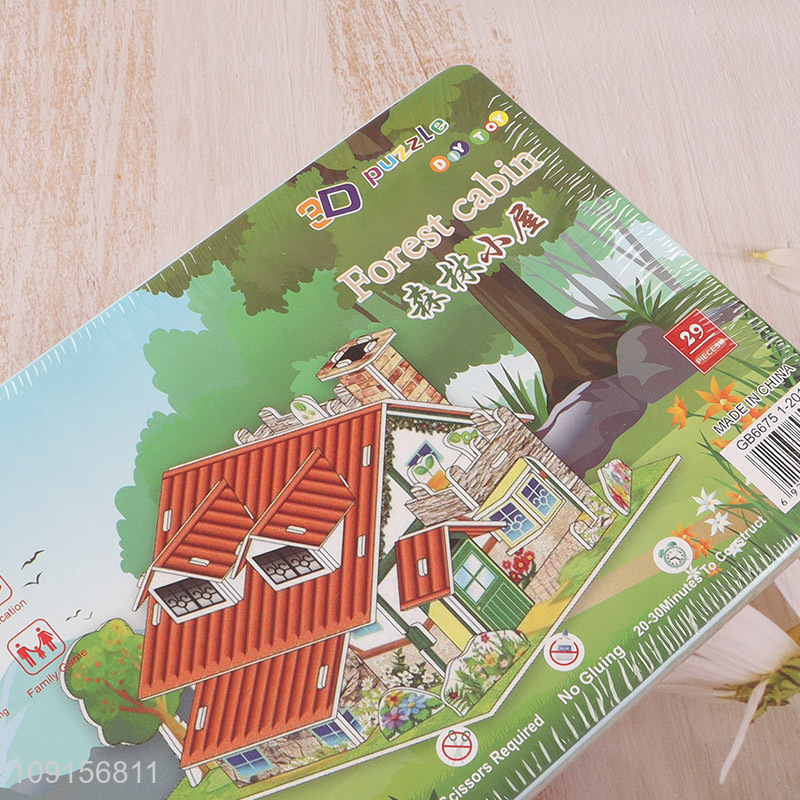 Best price children diy forest cabin 3d puzzle toys jigsaw toys
