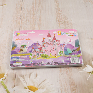 Good quality girls kids little pink castle 3d puzzle toys jigsaw toys