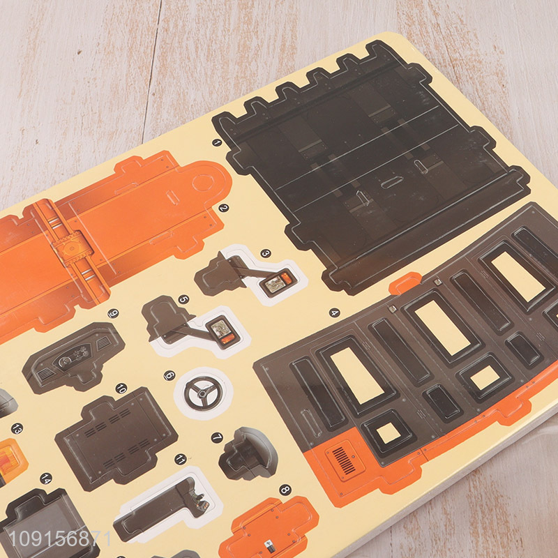 Top quality kids diy excavator 3d puzzle toys jigsaw toys set