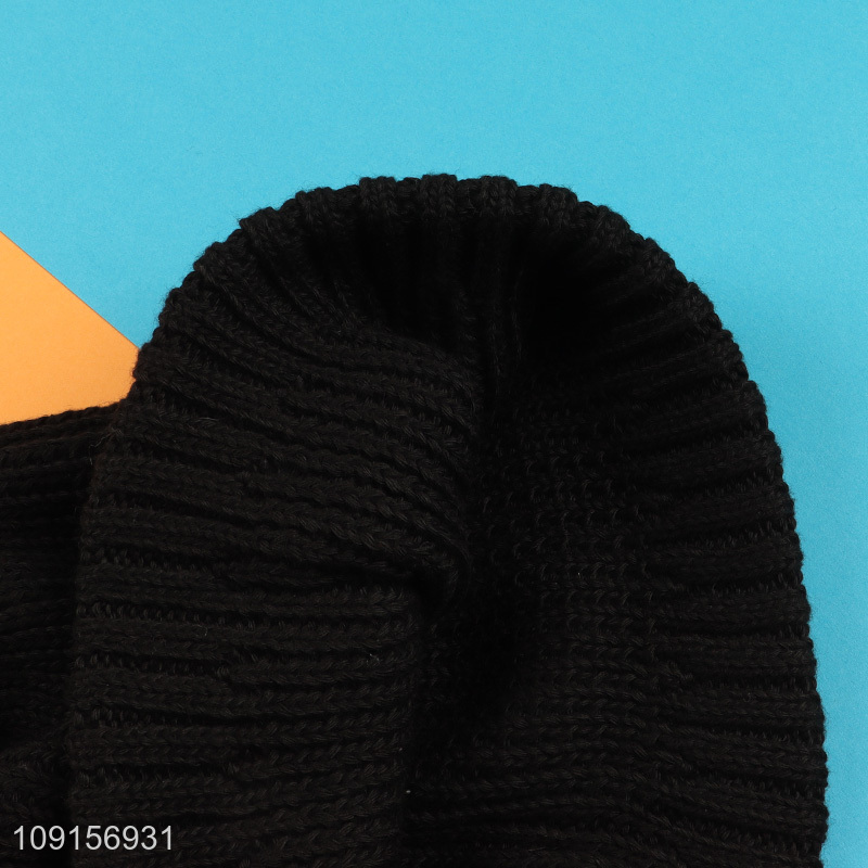 Good selling black winter warmer fashion knitted hat beanies hat