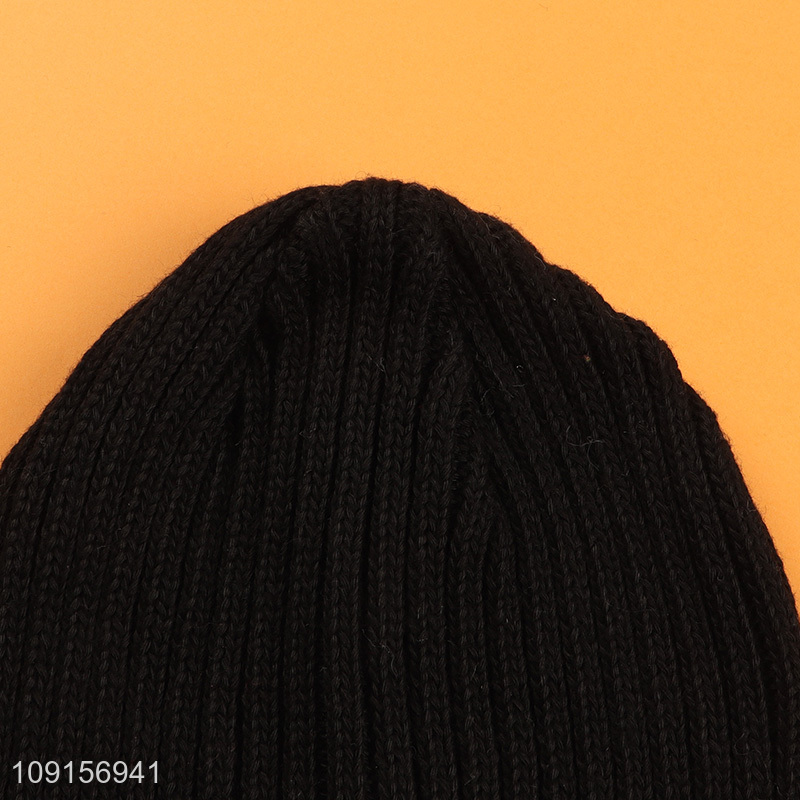 Online wholesale black winter thickened knitted hat beanies hat for men women
