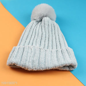 Factory supply thickened warm polyester knitted hat beanies hat