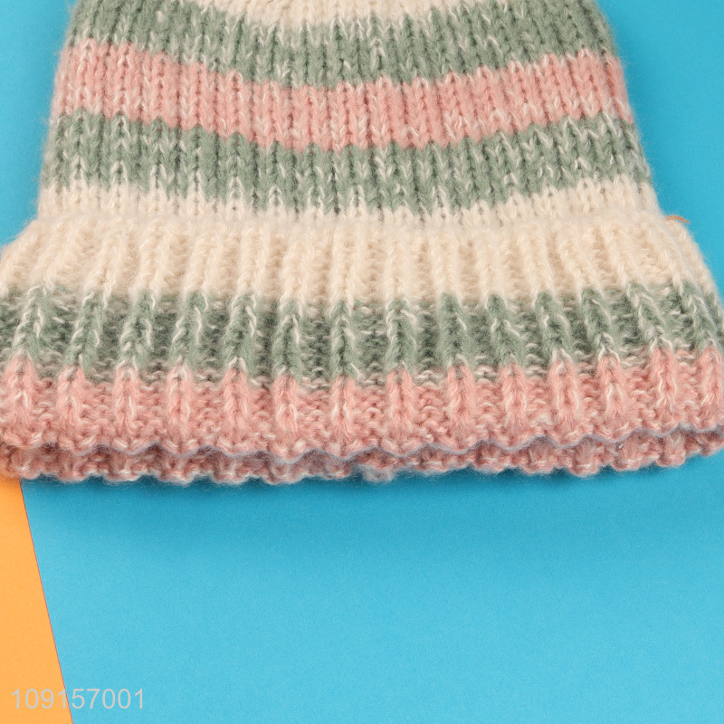 Factory direct sale warm girls knitted hat beanies hat wholesale