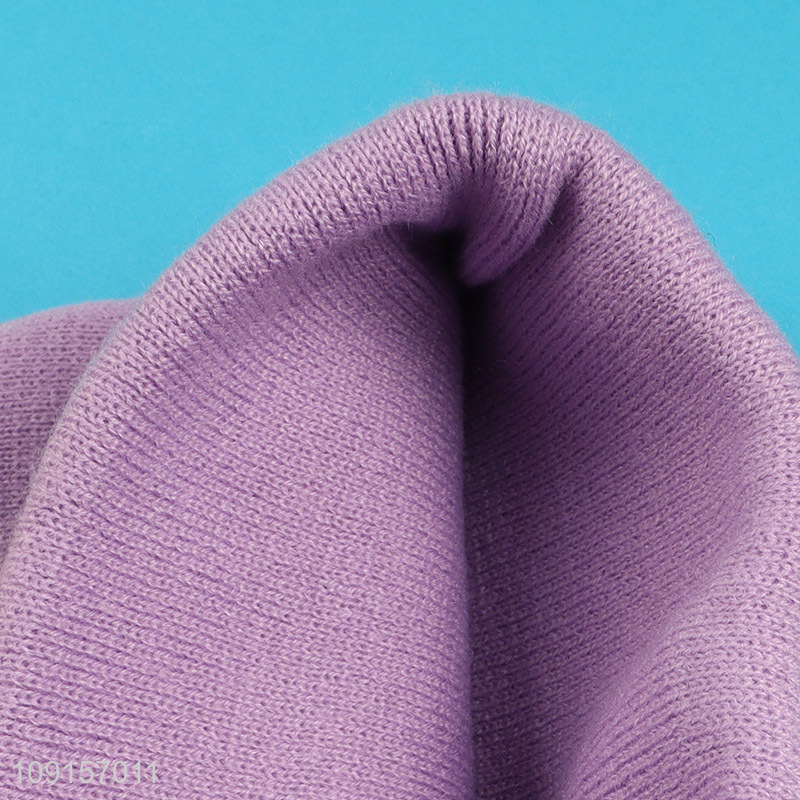 Factory price purple winter warm fashion knitted hat beanies hat