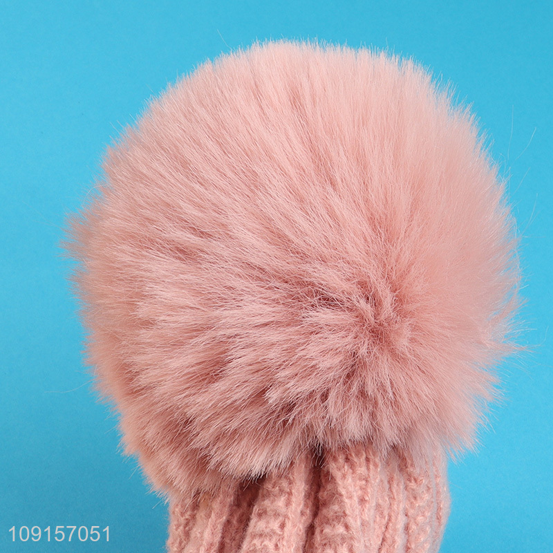 China supplier pink winter warm knitted hat beanies hat for sale