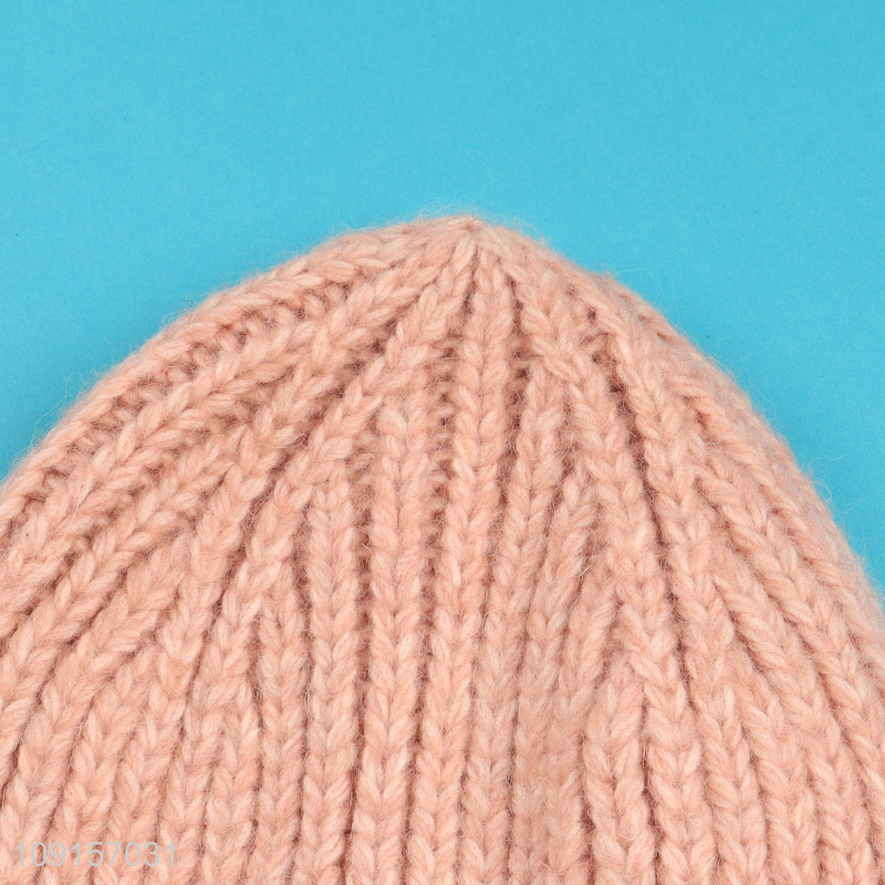 Most popular pink winter warm fashion knitted hat beanies hat